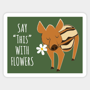 Little boar with a flower #2 Sticker